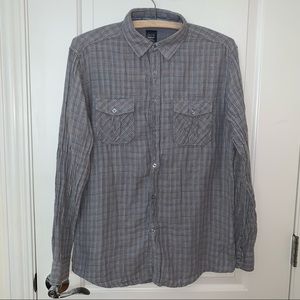 Saks Fifth Avenue Blue Striped Button Up Collared Shirt Size M